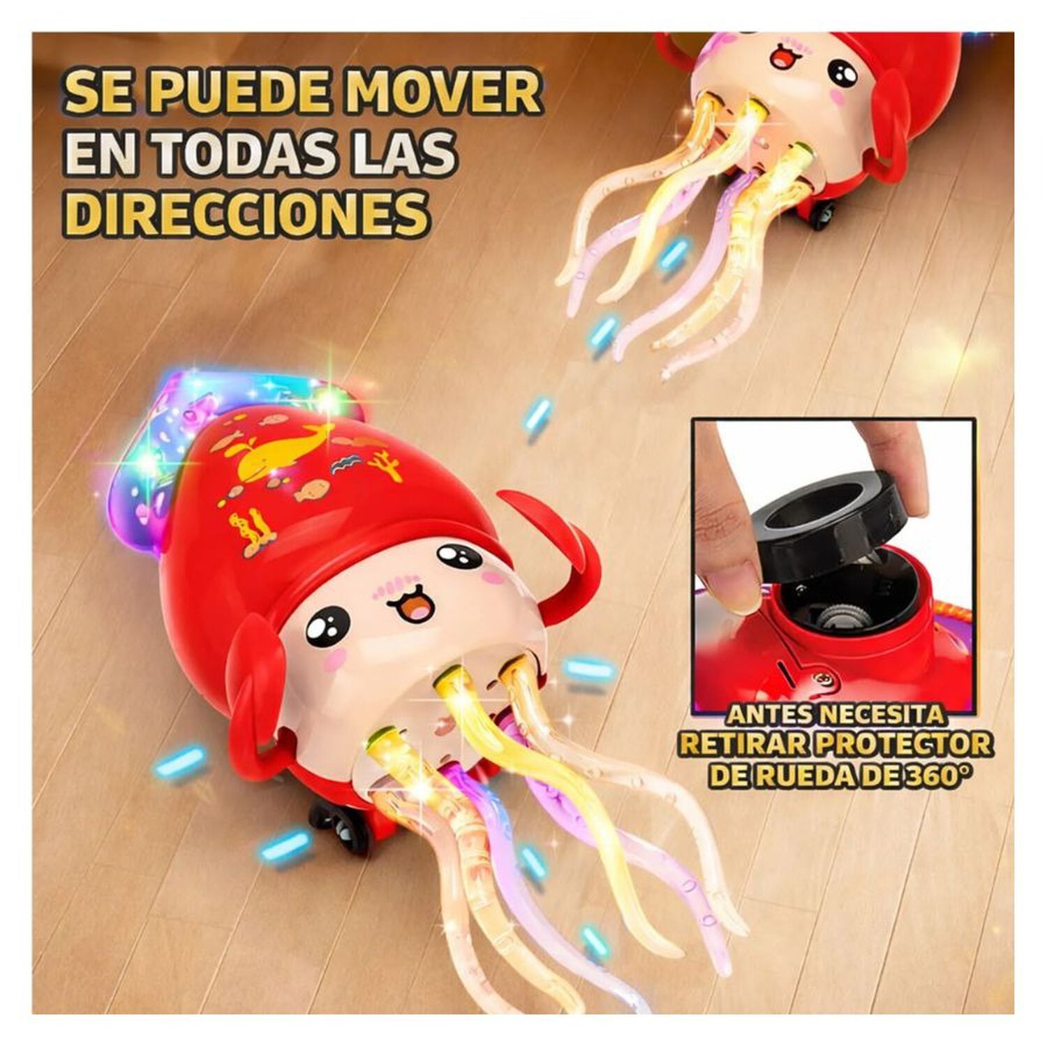 Pulpo Bailar&iacute;n Interactivo Con Luces Led M&uacute;sica Y Sensor De Obst&aacute;culos image number 4.0