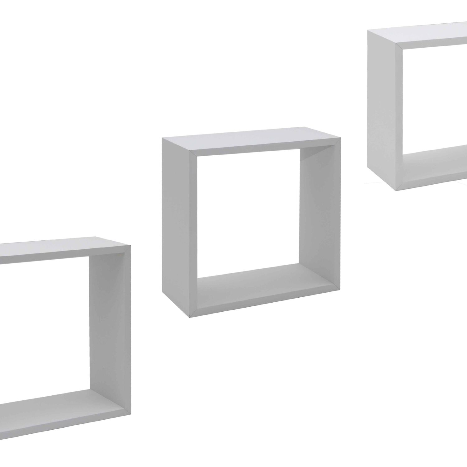 Set De 3 Cubos Madera Blanco 30x30x12 - 27x27x12 - 24x24x12 Cm Vgo image number 0.0