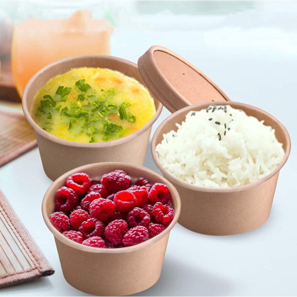 Set 100 Envases Para Sopa Kraft 236ml 8oz Comida Desechable image number 3.0