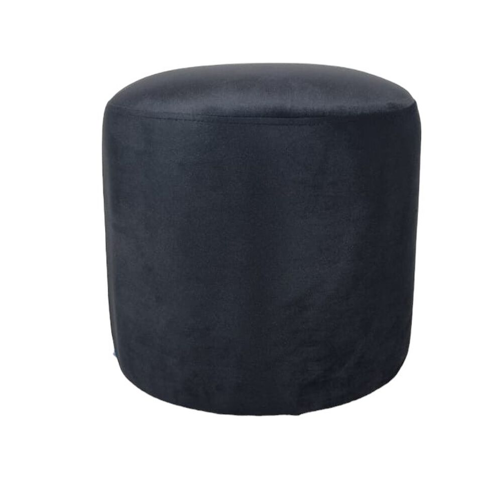 Pouf Redondo Felpa Negra image number 0.0