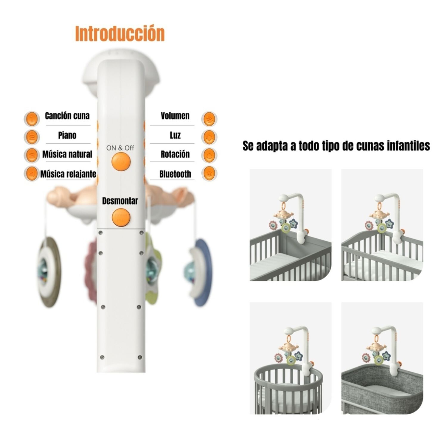 M&oacute;vil Proyector Luz Bluetooth Giratorio Tm188 Lubabycas image number 1.0