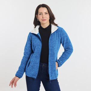 Polerón Melange Con Sherpa Interior Cuello Alto Mujer Geeps