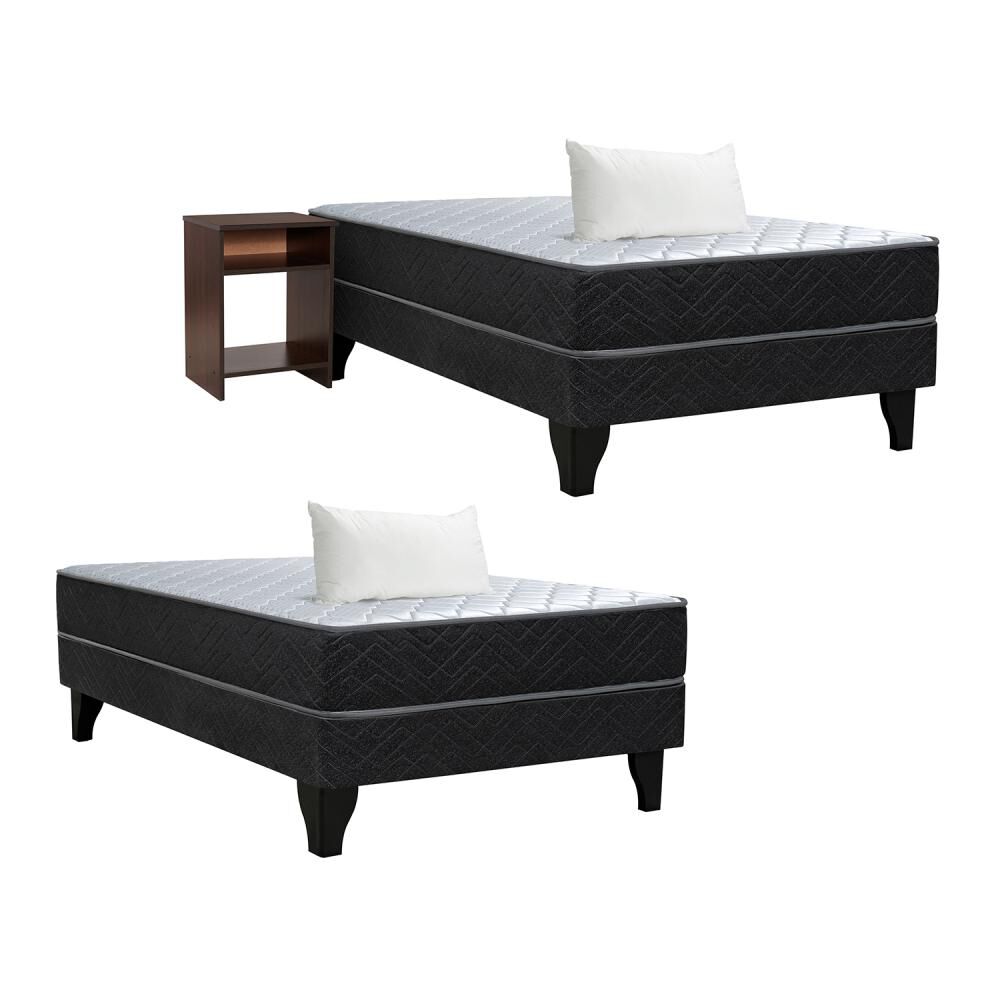 Combo 2 Camas Europeas Celta Cadiz / 1 Plaza / Base Normal + Velador + Almohadas image number 0.0