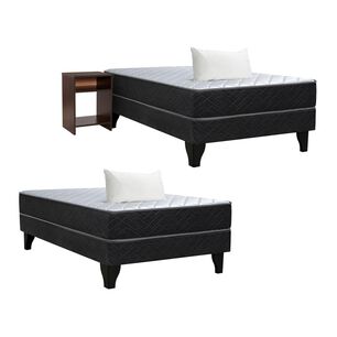 Combo 2 Camas Europeas Celta Cadiz / 1 Plaza / Base Normal + Velador + Almohadas