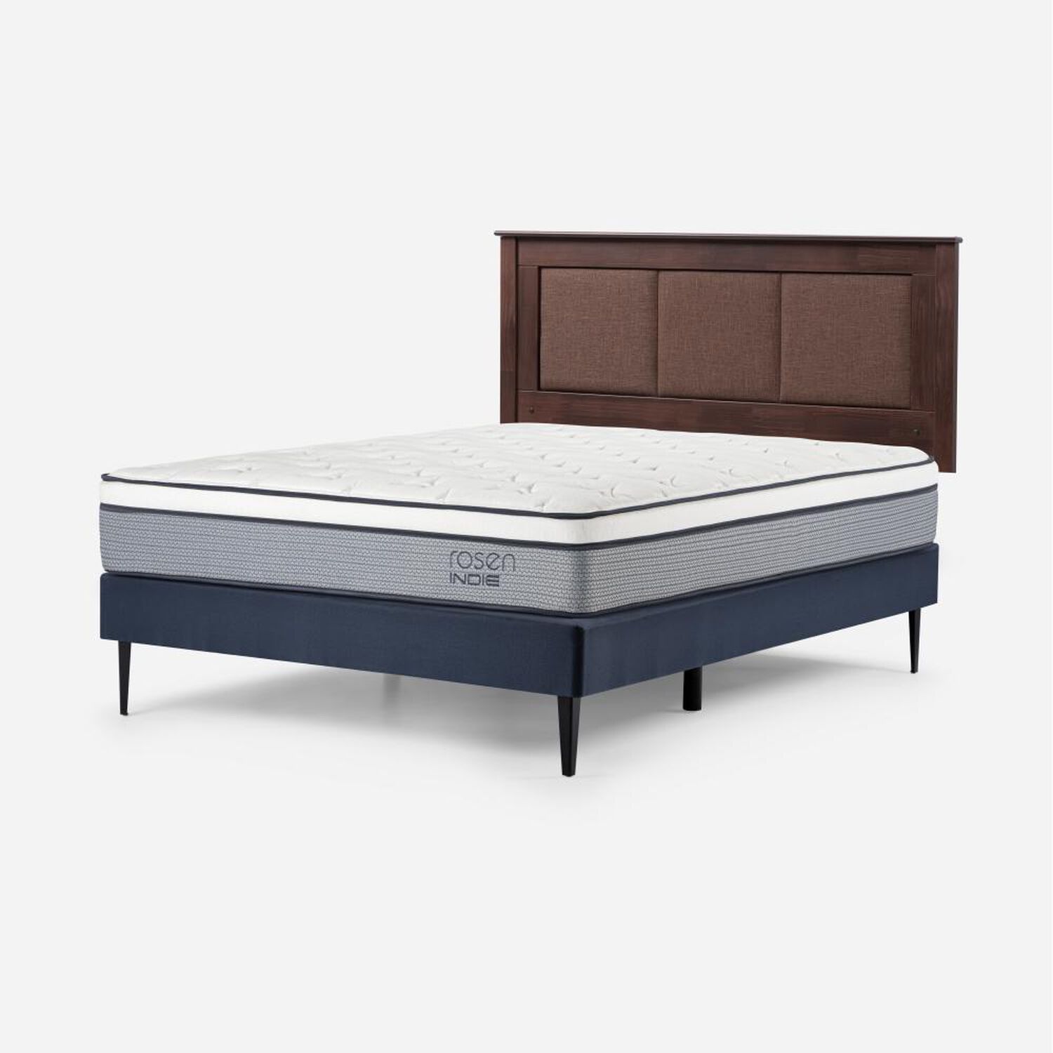 Cama Europea Rosen Indie / 2 Plazas / Base Normal + Respaldo Rachel image number 1.0