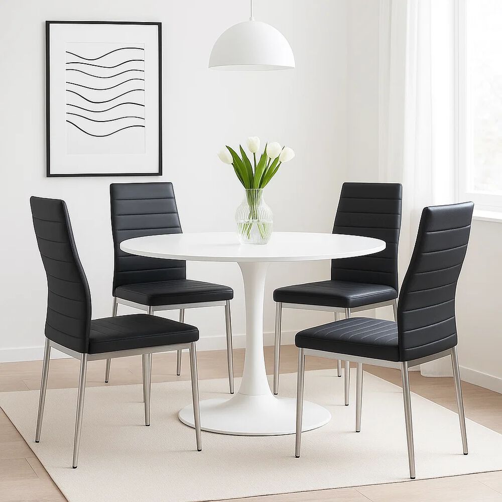 Pack De 4 Sillas Acolchadas Dining Liana Con Patas Cromadas - Negras image number 2.0