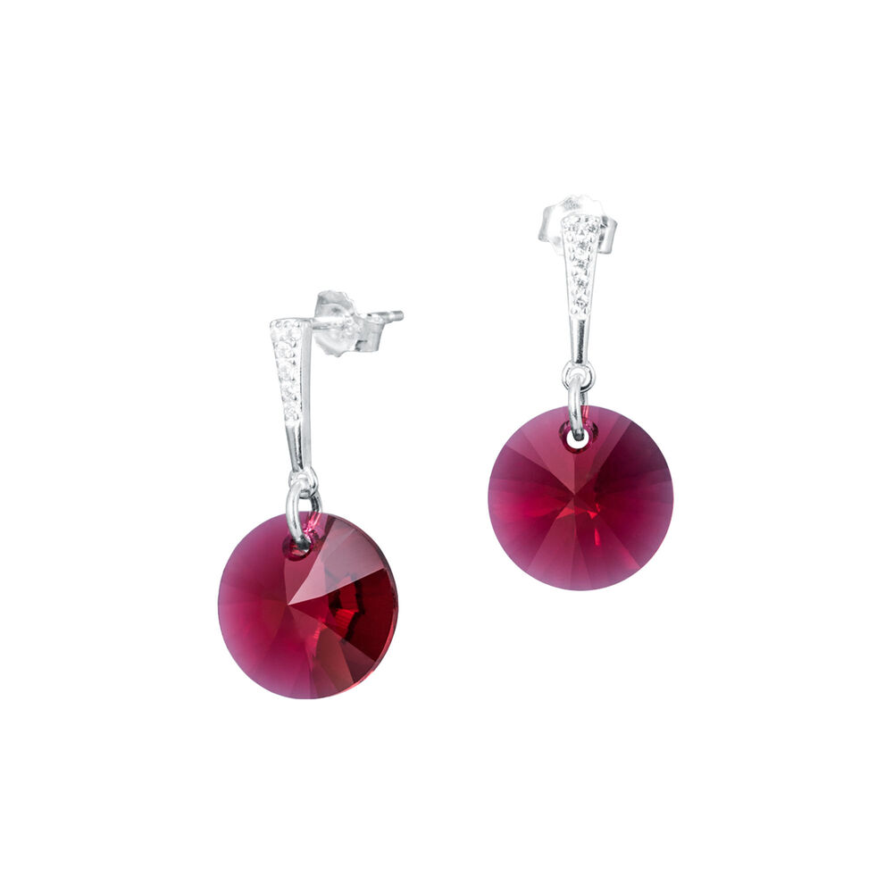 Aros Paris Plata Italiana 925 Y Cristales Genuinos Scarlet image number 0.0