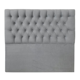 Respaldo De Cama Capiton&eacute; Premium Felpa Gris Plata King