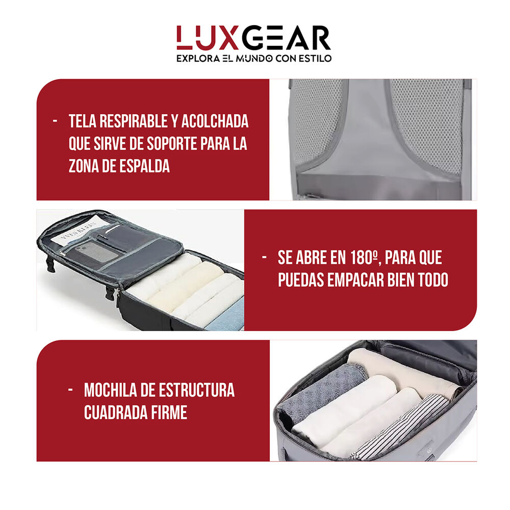 Mochila De Viaje Luxgear Nomadlife Impermeable Cabina - Negro image number 8.0