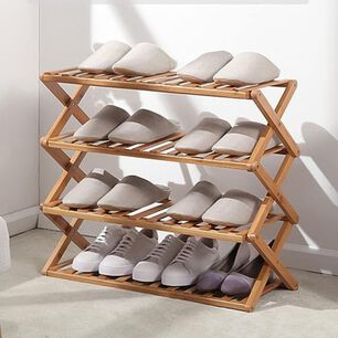 Zapatero Plegable De Madera Con 4 Niveles 70x25x68 Cm