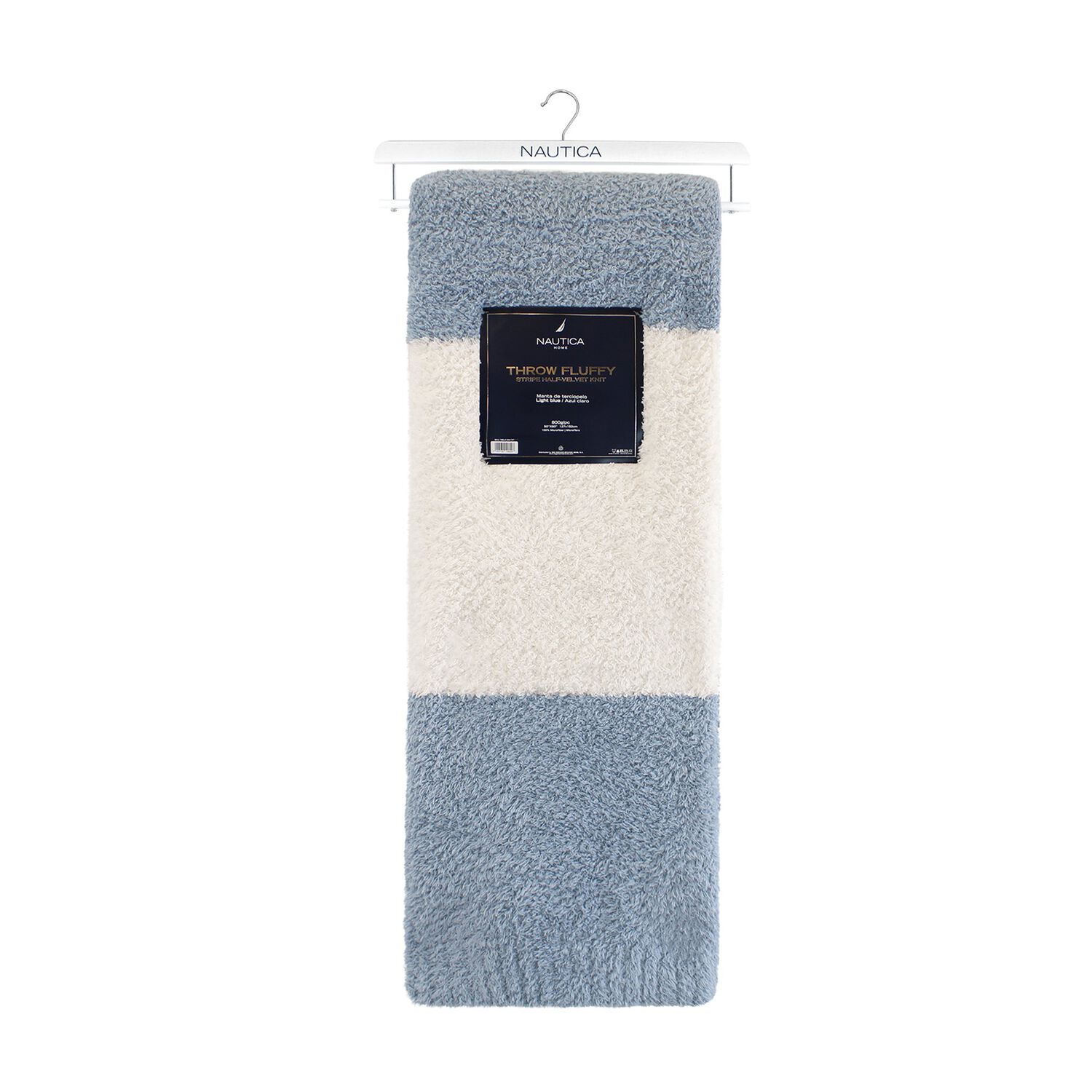 Manta De Franela Nautica 127x152 Fluffy Suavidad Superior Celeste image number 5.0