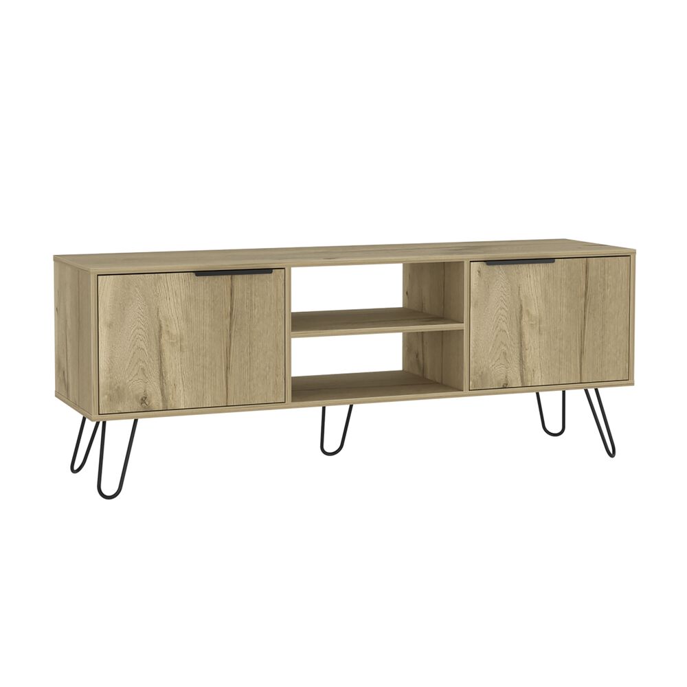 Rack Tv 65" 2 Puertas Café Claro Y Negro image number 0.0