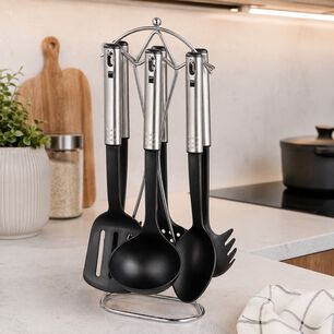 Set De Utensilios De Cocina 7 Piezas Modelo Maid Marca Magefesa Color Negro Y Cromado