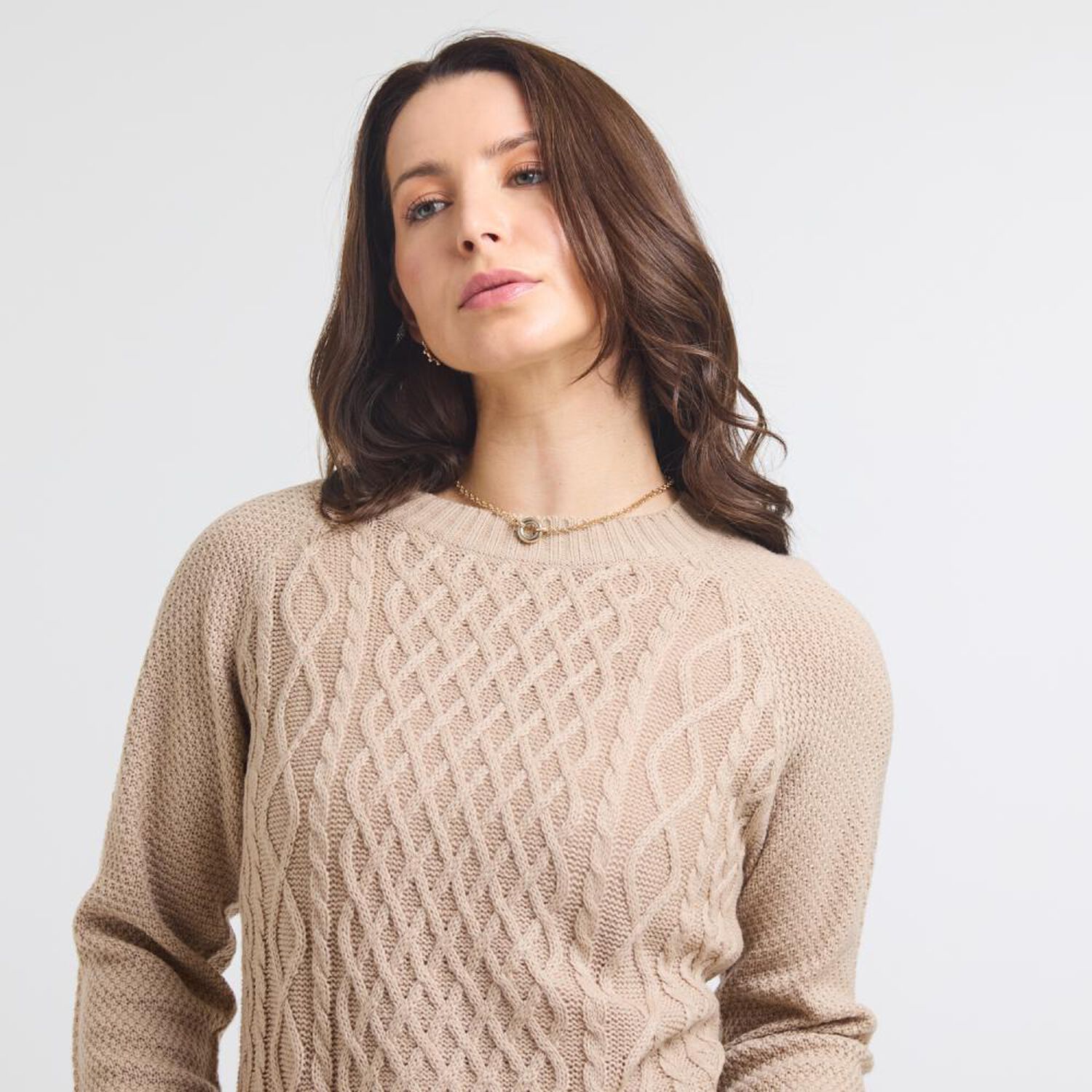 Sweater Trenzado Manga Larga Cuello Redondo Mujer Geeps image number 4.0