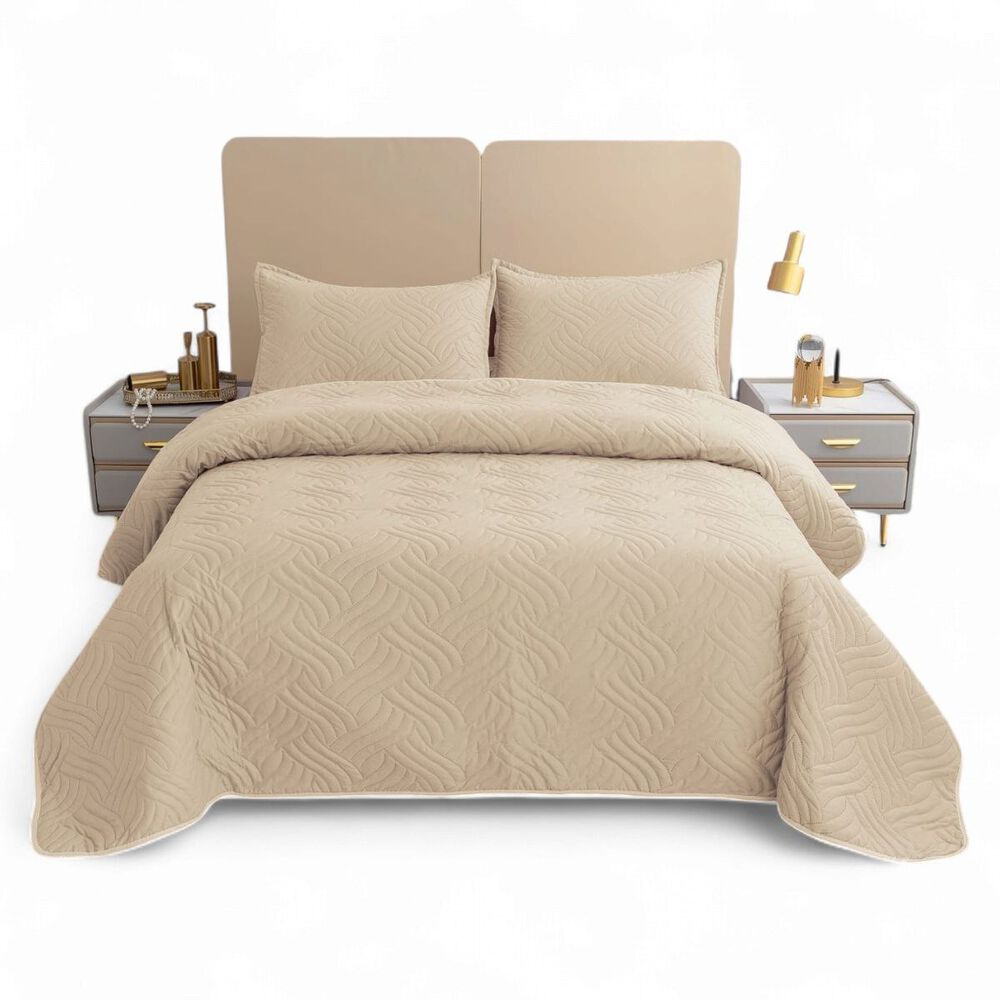 Colcha De 1.5 Plazas Cobertor Para Cama 180cm X 230cm Quilt De Verano Cubrecama Color Beige image number 0.0