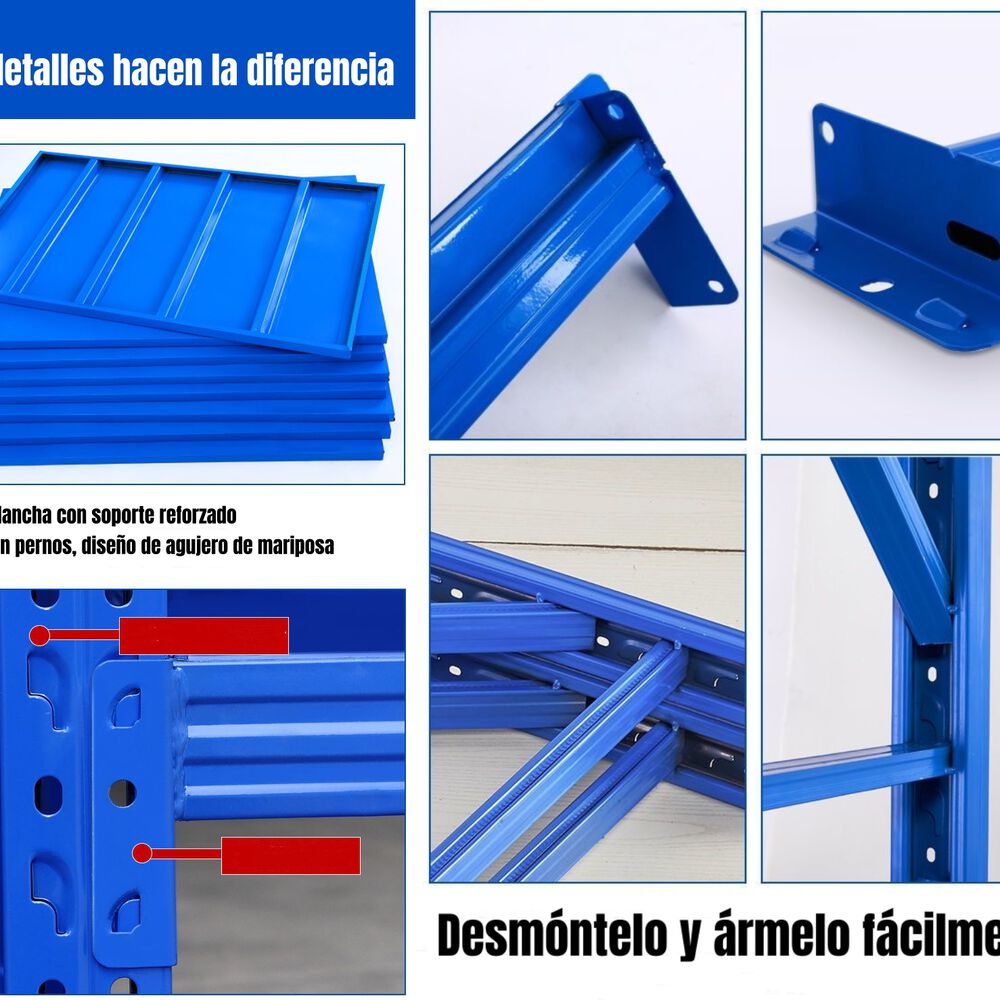 Estantes Metalicos 300*60*200cm Blanco Naranjo 800 Kilos image number 6.0