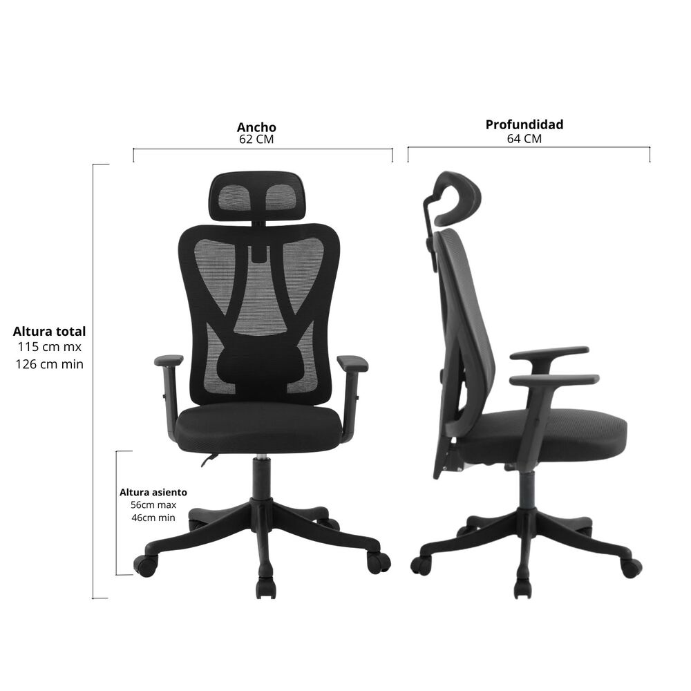 Silla De Escritorio Executive Air Negro image number 1.0