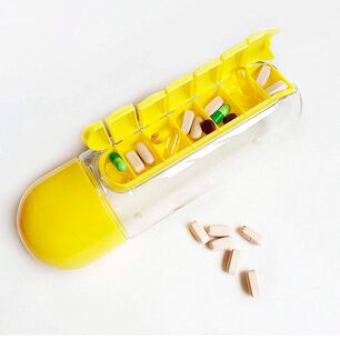 Botella De Agua Pastillero Organizador Pastilleros Semanales Amarillo