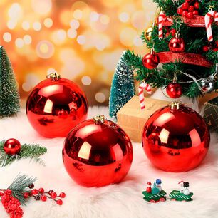 6 Esferas Navide&ntilde;as Bambalinas Adorno 6cm Rojo Decoracion
