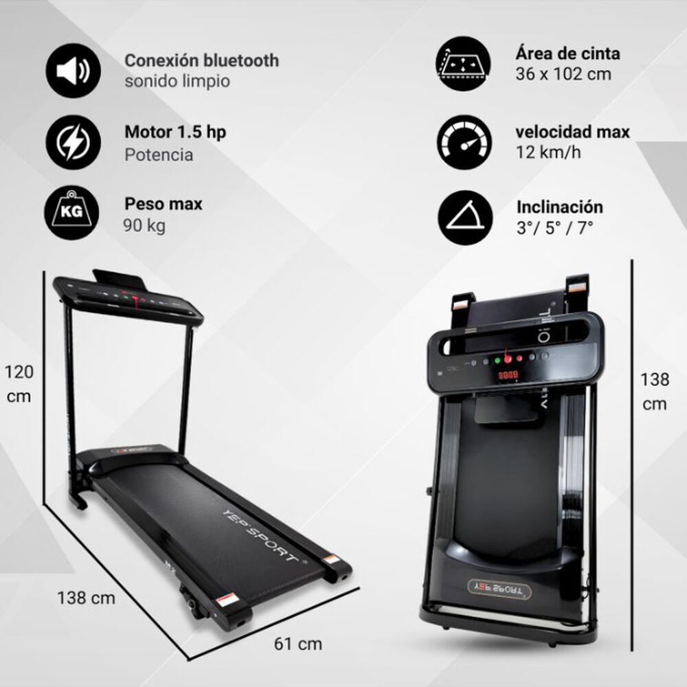 Trotadora El&eacute;ctrica Con Inclinaci&oacute;n Yepsport image number 3.0