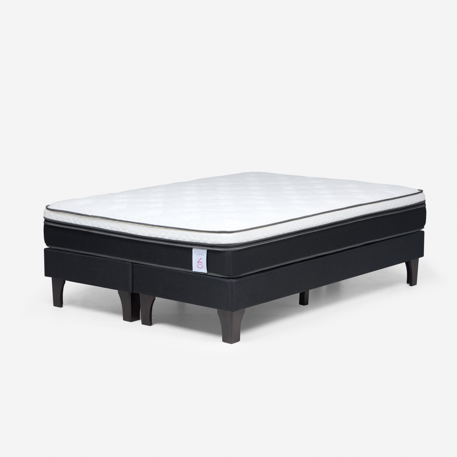 Cama Europea Rosen New Style 6 / 2 Plazas / Base Dividida + Set De Maderas Issey Grafito image number 7.0