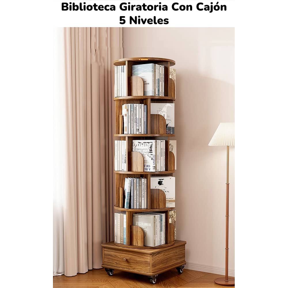 Biblioteca Giratoria 360 Librero Organizador Con Caj&oacute;n 173cm image number 4.0