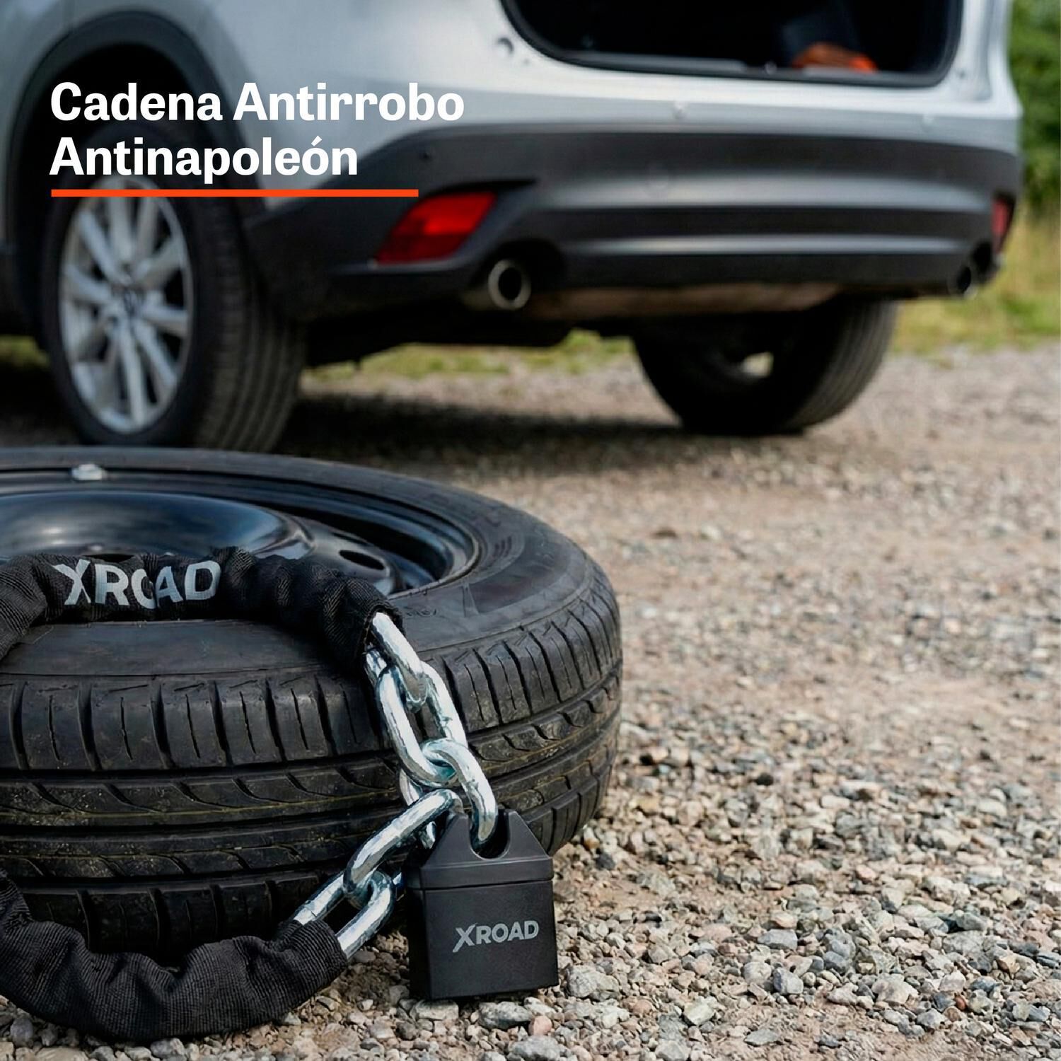 Cadena + Candado Para Rueda De Repuesto Antirrobo Xroad image number 2.0