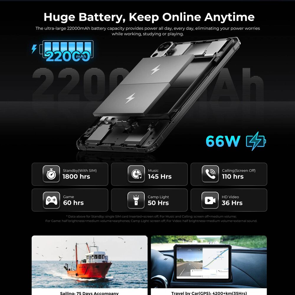 Fossibot Dt2 - Tablet Rugerizada 10,4'' 2k, Cámara 64 Mp, Batería 22.000 Mah image number 2.0