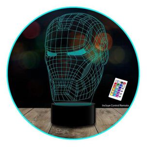 Lámpara 3d Cabeza Ironman Marvel Avengers Control Remoto