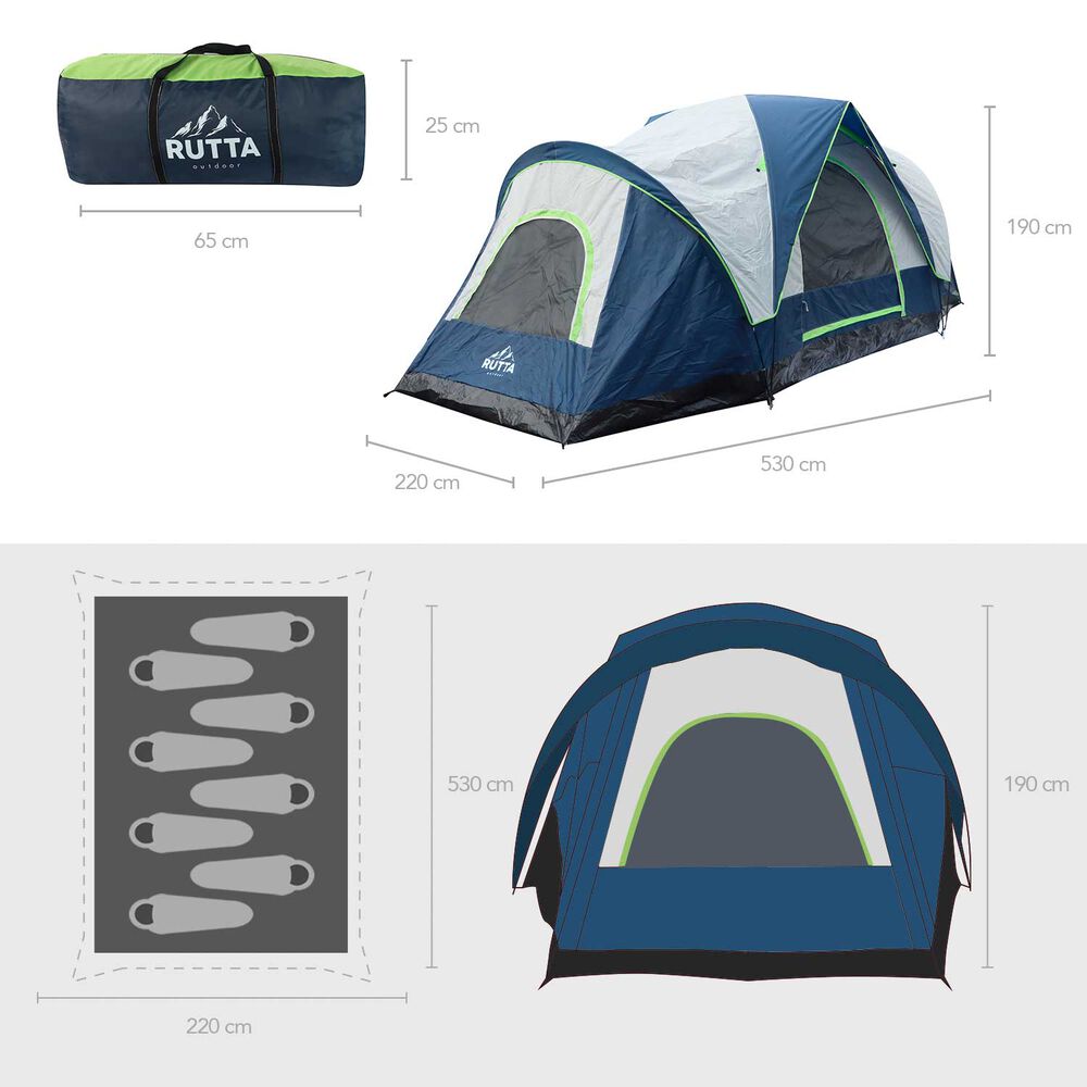 Carpa 8 Personas Camping Outdoor Azul image number 6.0