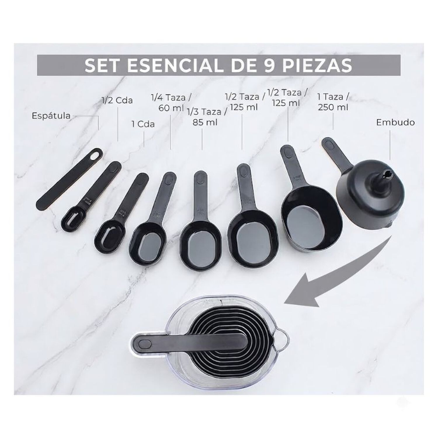 Set De Tazas Medidoras Danny Home 9 Piezas Cocina Reposter&iacute;a image number 1.0