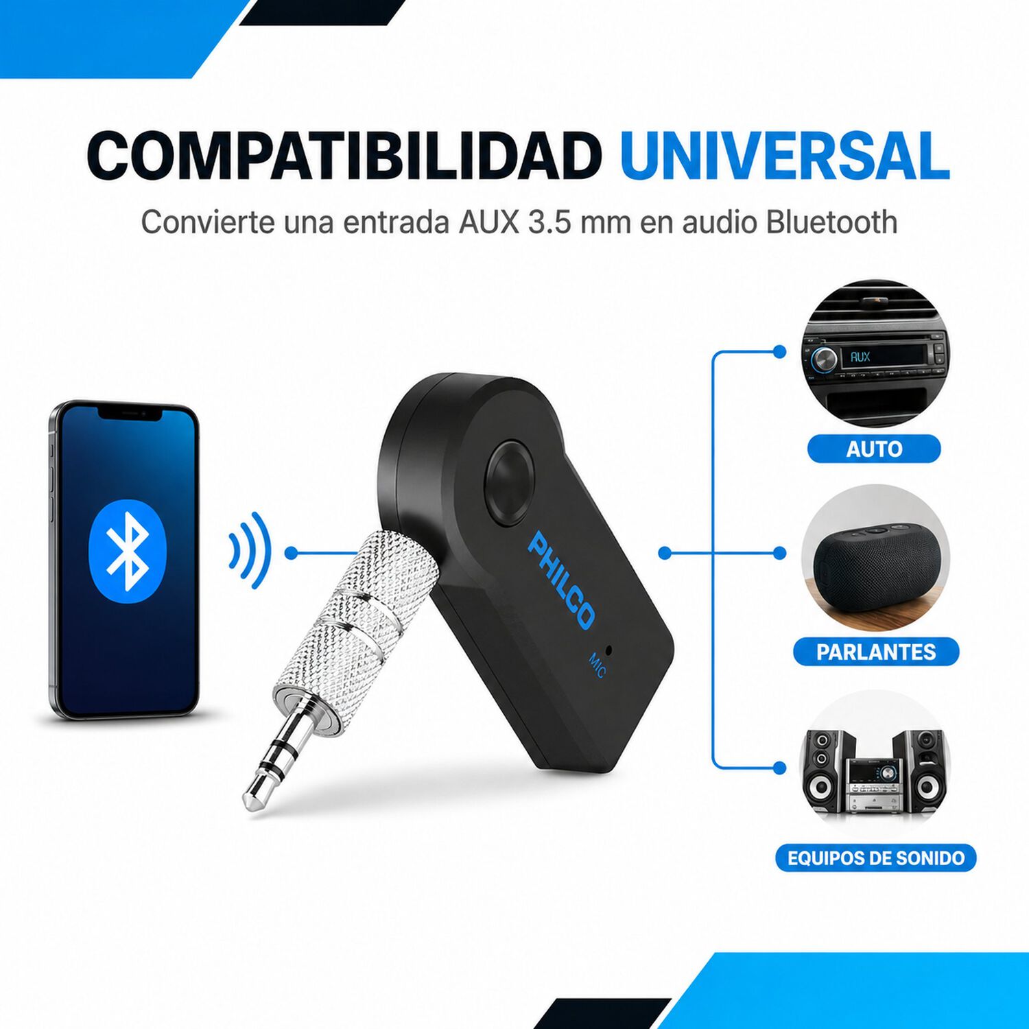 Transmisor De M&uacute;sica V&iacute;a Bluetooth Con Manos Libre Bt100 image number 6.0