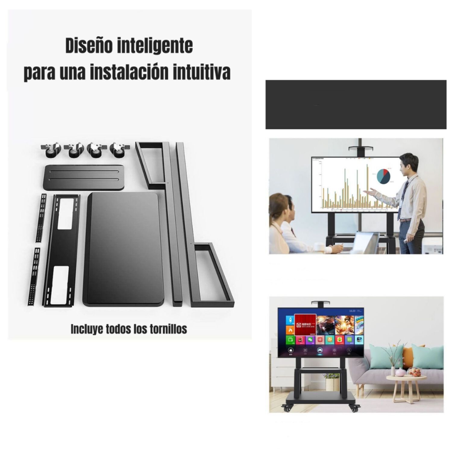 Soporte Tv Rack Pedestal 32&rdquo;-75&rdquo; Con Ruedas By Lubabycas image number 8.0