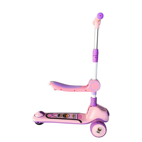 Monopat&iacute;n Plegable Infantil 2 En 1 Luces Led Rosado
