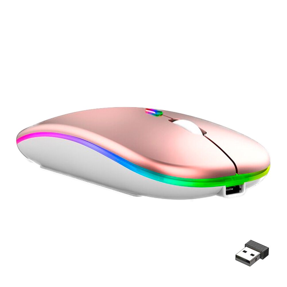 Mouse Dual Inalámbrico Rosado Recargable Bluetooth + Usb 2g image number 6.0