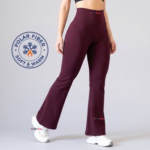 Calza Polar Con Chiporro Palazzo Mujer Elasticada T&eacute;rmica Burdeo