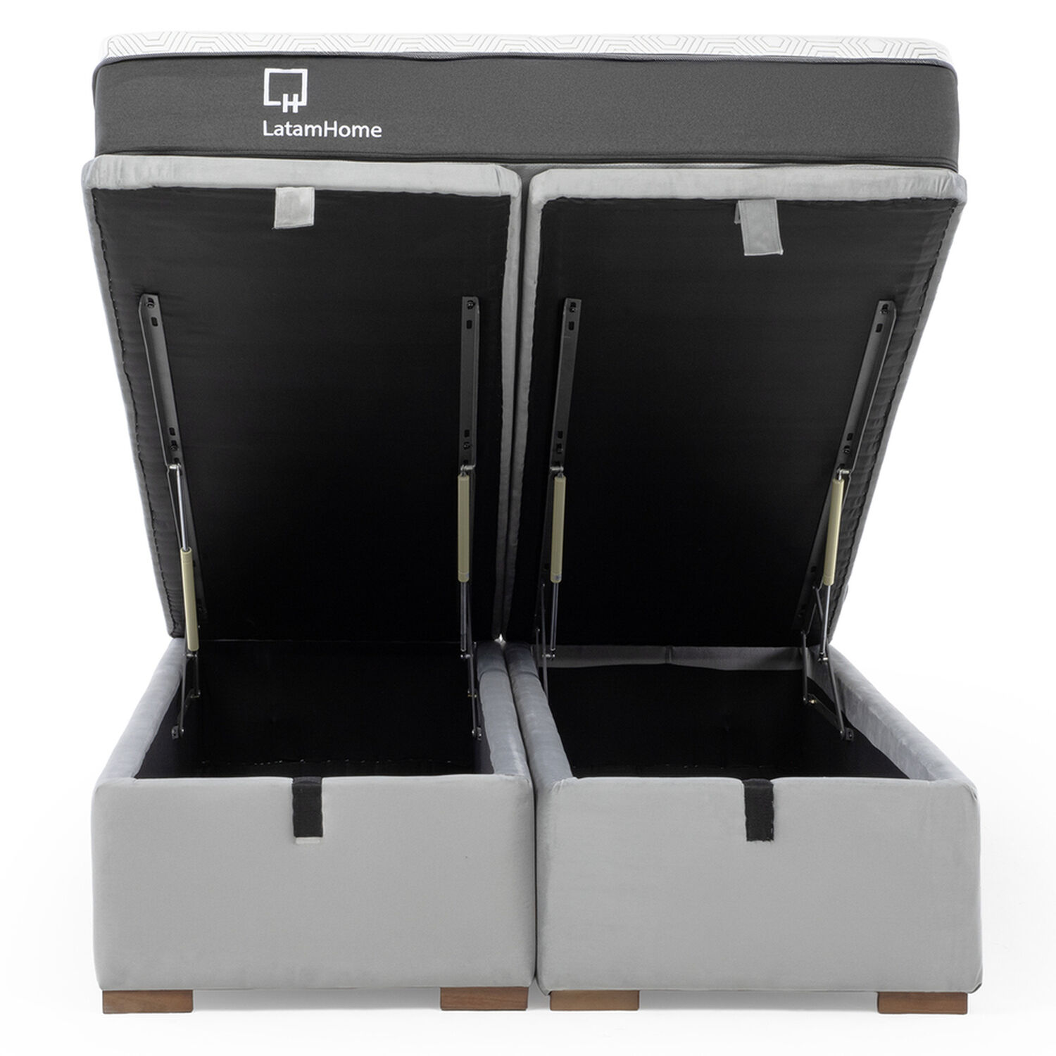 Cama Funcional Boxet 2 Plazas Base Dividida Colchon Resortes New Top Funda Lavable Gris image number 2.0