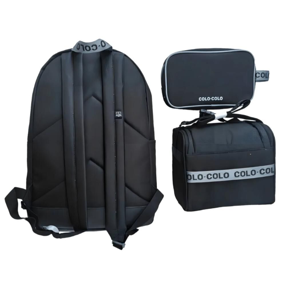 Set Mochila Lonchera Estuche Colocolo 3 Piezas Escolar Negro image number 2.0