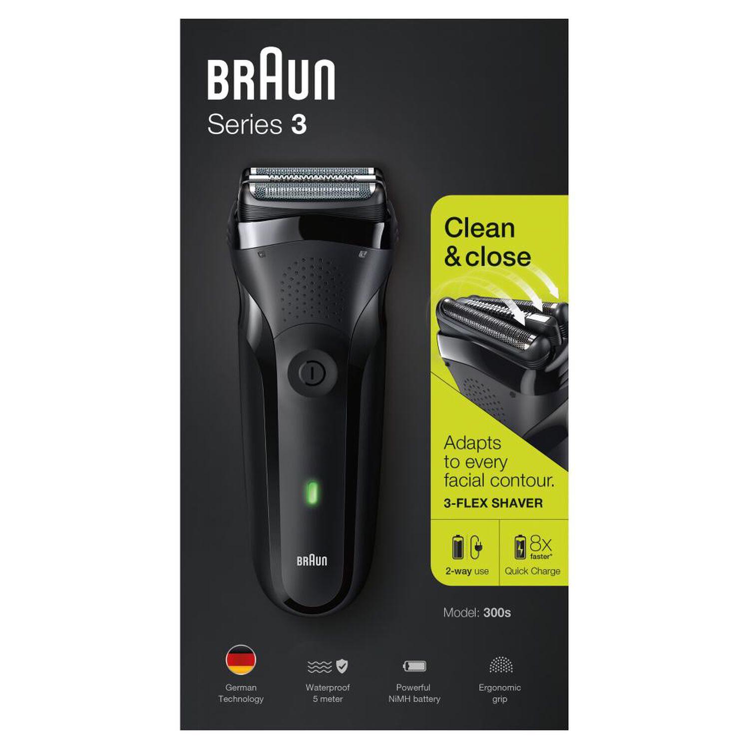 Maquina De Afeitar Braun Serie 3 300 Black image number 3.0