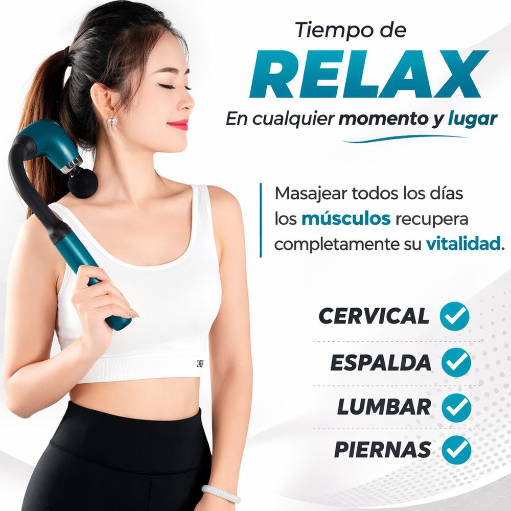 Masajeador Pistola Muscular Con Mango Extendido Recargable image number 5.0