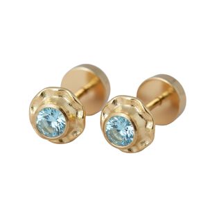 Aros Abridores Chat&oacute;n Circ&oacute;n 4mm N1 Oro 14k A Presi&oacute;n Beb&eacute; Ni&ntilde;a Primeros Aros