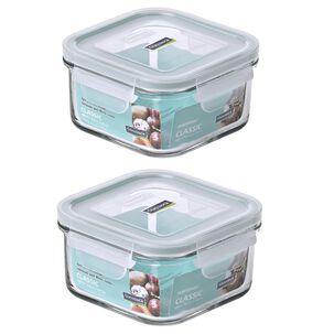 Pack 2 Contenedores Vidrio Hermetico Cuad 490ml Glasslock