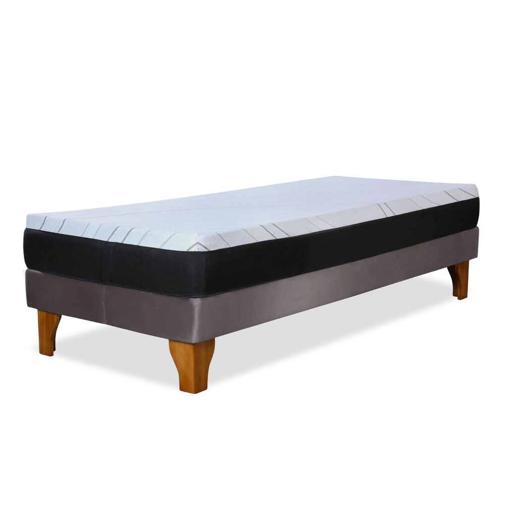 Cama Europea Zen Pro 1.5 Plazas Tela Velvet Gris image number 3.0