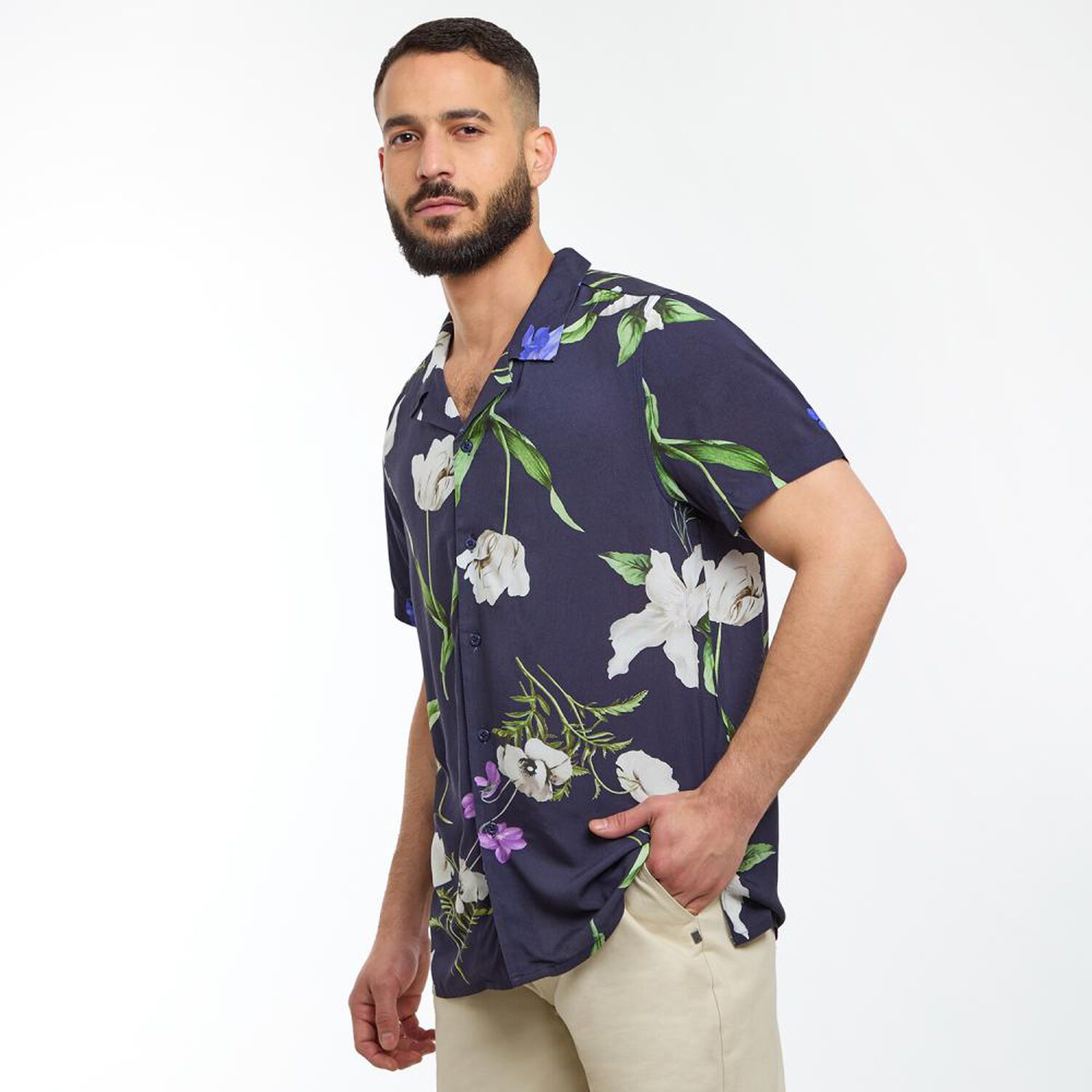 Camisa Slim Fit Manga Corta Hombre Az Black image number 2.0