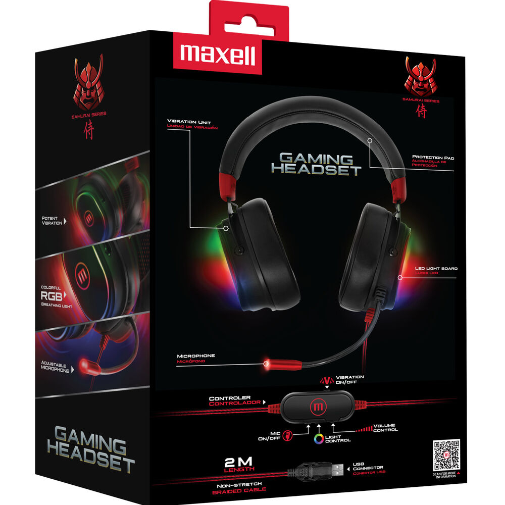 Audífonos Gamer Maxell H-mic 1200 Led Usb Samurai Con Microfono Rgb image number 2.0