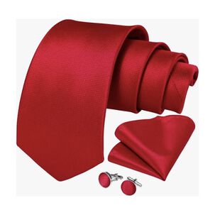 Corbatas Seda Hombres, Pa&ntilde;o Y Colleras Roja