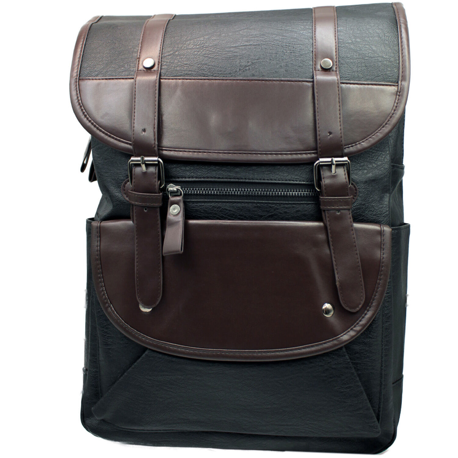 Mochila Vintage Unisex Tipo Cuero Negra - Ps image number 0.0