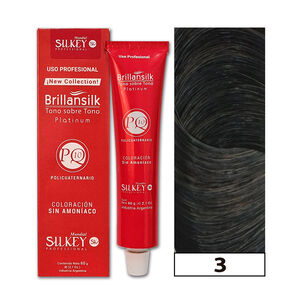 Brillansilk - Tintura Tono Sobre Tono Sin Amoníaco Silkey 60g + Oxidante - 3 Castaño Oscuro Natural