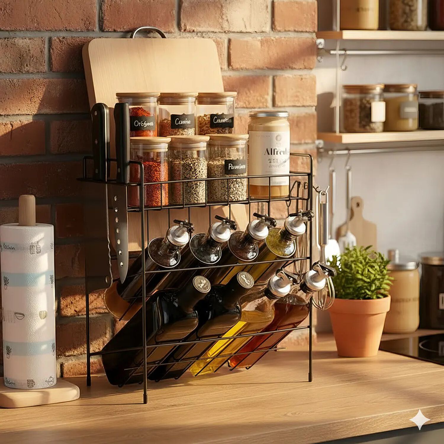 Organizador Rack De Cocina Multifuncional 3 Niveles Color Negro image number 1.0