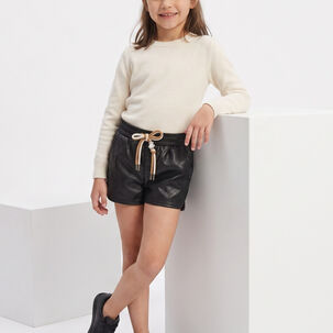 Short Ecocuero Ni&ntilde;a Simil Cuero Con Cordon Ajustable
